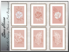 Sims 4 — Wall Art Painting Plants on Pink Background by Sims_House — Wall Art Painting Plants on Pink Background 7