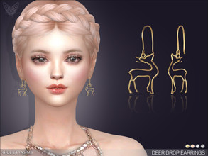 Sims 4 — Deer Drop Earrings by feyona — * 4 swatches * Base game compatible, feminine style choice, disallowed for