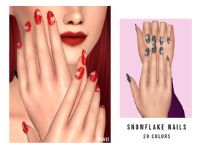 Sims 4 — Snowflake Nails by OranosTR — - New Mesh - 20 Colors - HQ mode compatible - Handmade Texture - Specular map