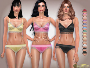 Sims 4 — Lace Trimmed Low Waist Silk Panty by Harmonia — 13 color Please do not use my textures. Please do not re-upload.
