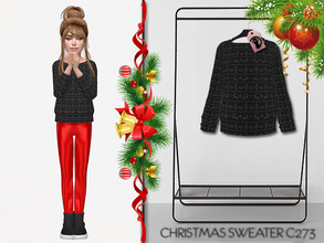Sims 4 — Christmas Sweater C273 by turksimmer — 4 Swatches Works with all of skins Custom Thumbnail All Lods All Maps