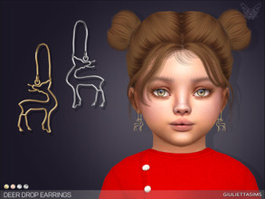 Sims 4 — Deer Drop Earrings For Toddlers by feyona — * 4 swatches * Base game compatible, feminine style choice,