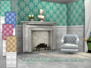 Sims 4 — MB-Vintage_Venue_Elenor by matomibotaki — MB-Vintage_Venue_Elenor, elegant vintage wallpaper with lower white