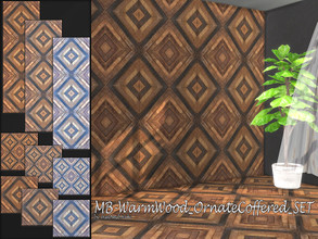 Sims 4 — MB-WarmWood_OrnateCoffered_SET by matomibotaki — MB-WarmWood_OrnateCoffered_SET, decorative wooden cassette wall