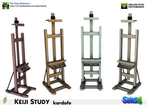 Sims 4 — kardofe_Keiji Study_Easel by kardofe — Wood and metal easel, in four color options 