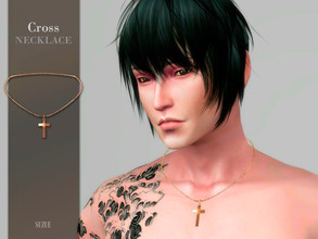 Sims 4 — Cross Necklace by Suzue — F. Updated (2021) -New Mesh (Suzue) -6 Swatches -For Male (Teen to Elder) -HQ