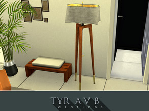 Sims 4 — TyrAVB Floor Lamp by TyrAVB — This mid century inspired floor lamp has 3 wooden legs with brass tips and origami