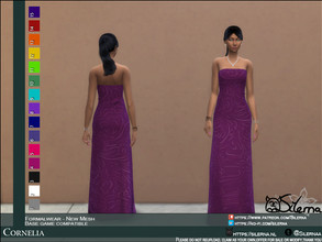 Sims 4 — Cornelia by Silerna — A beautiful formal gown for female sims. In 15 different colors, from dark to light!