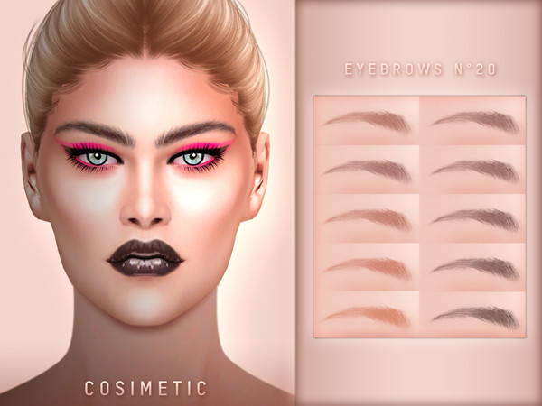 Sims 4 — COSIMETIC Eyebrows N20 by cosimetic — - This eyebrow can use on all genders and from teen to elder. - Contains [