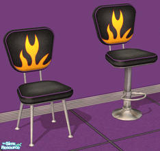 Sims 2 — Hod Rod's Diner - Flamed Chairs by Shannanigan — Recolors both Diner Chair and Barstool.