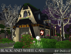 Sims 4 — Black and White Cafe by Ineliz — The Black and White Cafe is a local coffee shop designed in drastically