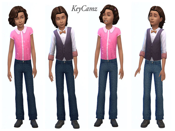 Sims 4 — KeyCamz Kid's Jeans 1230 (Kids Room Stuff Pack Needed) by ErinAOK — Kid's Dark Wash Jeans 4 Swatches