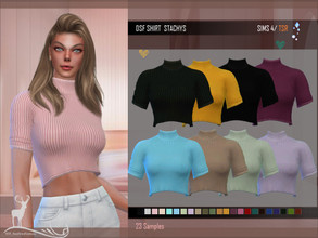 Sims 4 — DSF SHIRT  STACHYS by DanSimsFantasy — High neck shirt with short sleeves. 23 samples.