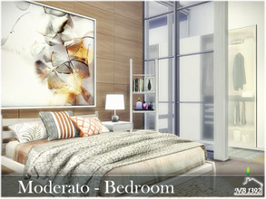 Sims 4 — Moderato - Bedroom  by nobody13922 — Beautiful, large and bright bedroom with a small wardrobe and entertainment