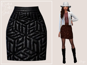Sims 4 — QuiltedLeatherSkirt by Paogae — Quilted leather skirt, in two colors perfect for autumn and winter outfits,