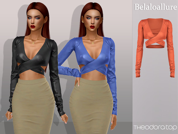 Sims 4 — Belaloallure_Theodora top by belal19972 — Simple satin wrap top for your sims , enjoy :)
