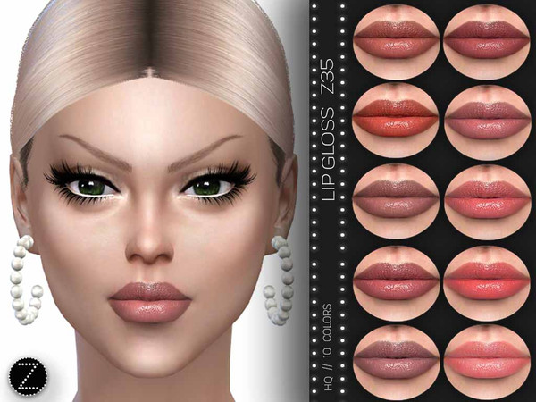 Sims 4 — LIP GLOSS Z35 by ZENX — -Base Game -All Age -For Female -10 colors -Works with all of skins -Compatible with HQ