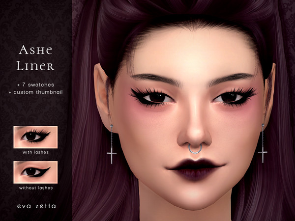 Sims 4 — Ashe Liner - Eva Zetta by Eva_Zetta — An edgy eyeliner inspired by alt style. - Comes in 7 swatches - Made for