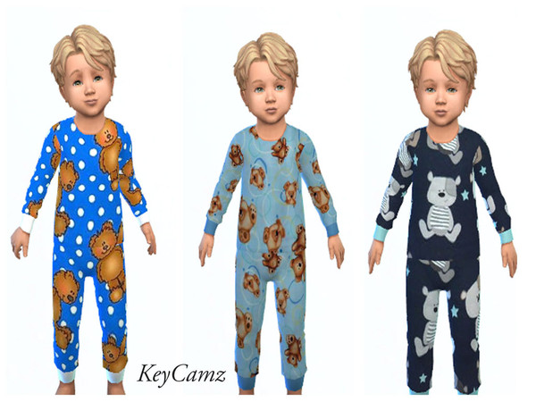 Sims 4 — KeyCamz Toddler Boys Bear Pajamas by ErinAOK — Toddler Boy's Bear Pajamas 3 Swatches