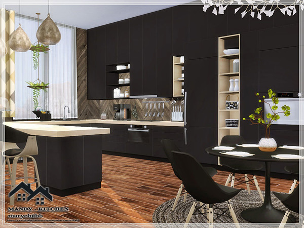 Sims 4 — MANDY - KITCHEN by marychabb — I present a room- Kitchen with dining room and hallway , that is fully equipped.