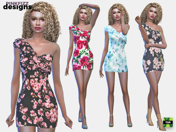 Sims 4 — Flower Shoulder Dress by Pinkfizzzzz — Gorgeous dress for your gorgeous sims!!