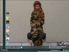 Sims 4 — Yasumi by Silerna — I love the Snow Escape expansion! But the kimono's are rather plain and boring. So I made a