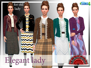 Sims 4 — Suit for an elderly lady "Elegant lady" by Helen_show — The suit has 10 repaints, suitable for older