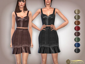 Sims 4 — Sleeveless Vegan Leather Hem Skirt by Harmonia — mesh by Harmonia 8 color Please do not use my textures. Please