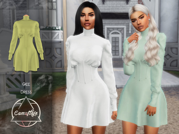 Sims 4 — Camuflaje - Gee (Dress) by Camuflaje — * New mesh * Compatible with the base game * HQ * All LODs (I recommend
