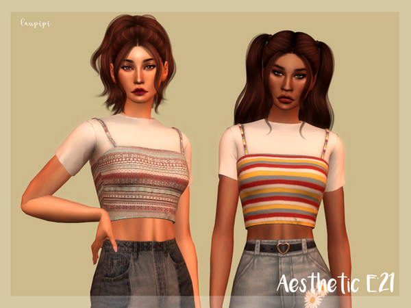 Sims 4 — Top - TP386 by laupipi2 — Let's start 2021 with this little Aesthetic theme items! Enjoy :) New custom mesh, all