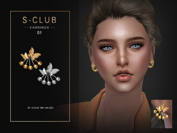Sims 4 — S-Club ts4 WM EARRINGS 202101 by S-Club — Earrings, 5 swatches, hope you like, thank you!!