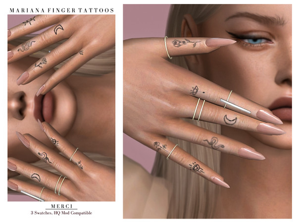 Sims 4 — Marianna Finger Tattoo by -Merci- — New tattoo for Sims4! -Unisex, teen-elder. -No allow for random. Have Fun!