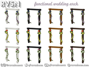 Sims 4 — Wrapped Flower Wedding Arch by RAVASHEEN — Add extra cheer to your special day with this rustic wooden wedding