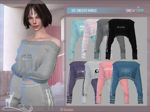 Sims 4 — DSF SWEATER NIMBUS by DanSimsFantasy — Wide sweater in cotton material with linear cut on the shoulders. There