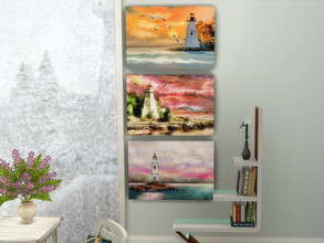 Sims 4 — The Lighthouse by spitzmagic — A set of 3 paintings of Lighthouses at sunset. 