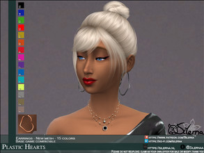 Sims 4 — Plastic Hearts by Silerna — Heart-shaped hoops in 15 colors. 3 metal colors and 12 bright colors. - Base game