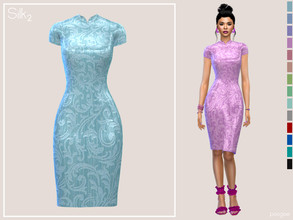 Sims 4 — Silk 2 by Paogae — Remake of my old Silk dress, same model, different pattern and many more colors. Perfect for