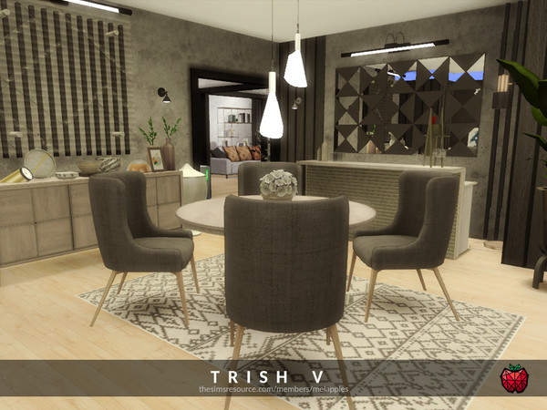 Sims 4 — Trish - dining by melapples — a black contemporary dining. enjoy! 5 x 6 $11983 short walls