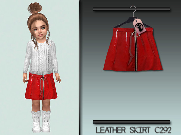 Sims 4 — Leather Skirt C292 by Daph's — 8 Swatches Works with all of skins Custom Thumbnail All Lods All Maps For; Girl /