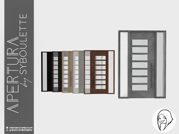 Sims 4 — Apertura set - Displaced rectangle window (front door) by Syboubou — Large front door with window to let the