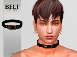 Sims 4 — Belt Choker by Suzue — F. Updated (2021) -New Mesh (Suzue) -5 Swatches -For Male (Teen to Elder) -HQ Compatible