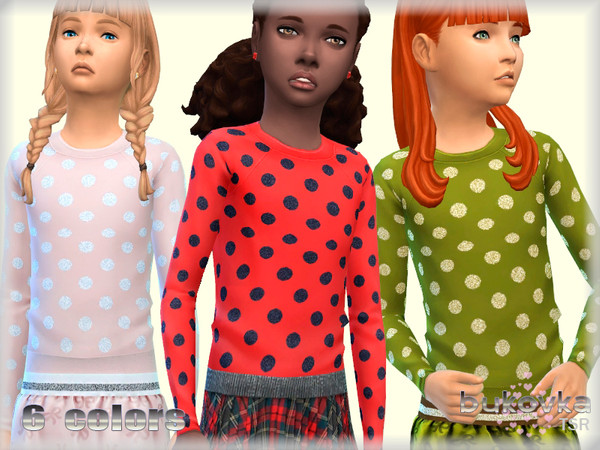 Sims 4 — Shirt Girl by bukovka — Longsleeve for children, girls. Installed offline. Mesh changed by me, included.