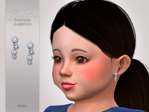 Sims 4 — Bellatrix Earrings Toddler by Suzue — -New Mesh (Suzue) -10 Swatches -For Female (Toddler) -HQ Compatible