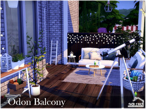 Sims 4 — Odon Balcony by nobody13922 — Large, cozy, full of plants, comfortable. Perfect for relaxation. Size: 5x12