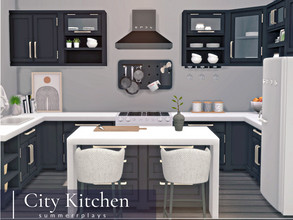 Sims 4 — City - Kitchen by Summerr_Plays — This black modern kitchen is perfect for a smaller home or an apartment. Check