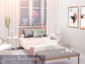Sims 4 — City - Bedroom by Summerr_Plays — A cozy bedroom, perfect for a fashion-loving sim, with an open closet and