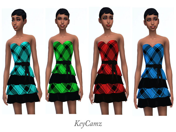 Sims 4 — KeyCamz Women's Plaid Dress 0120 by ErinAOK — Women's Plaid Dress 8 Swatches