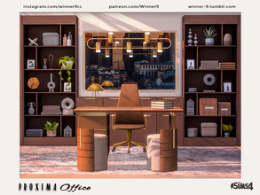 Sims 4 — Proxima Office by Winner9 — Elegant office set with seamless bookshelves, shelves, cabinets, lockers in neutral