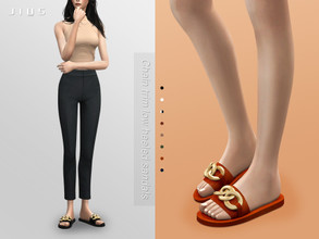 Sims 4 — Jius-Chain trim low heeled sandals 01 by Jius — -Chain trim low heeled sandals -8 colors -Everyday/Party -Custom