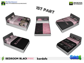 Sims 4 — kardofe_Bedroom BLACKPINK_Bed White by kardofe — Double bed with white frame and blankets decorated with